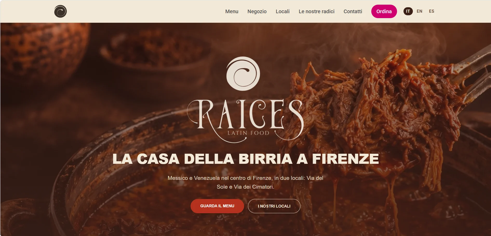 Raices Latin Food – sito web, Firenze